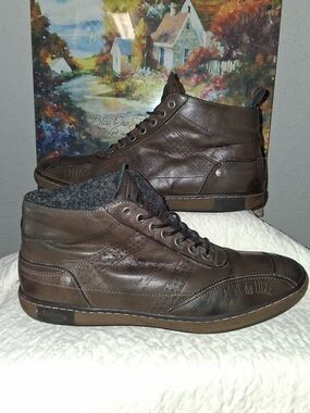 Deux Lux Men's Dark Brown Leather Chukka Sneakers